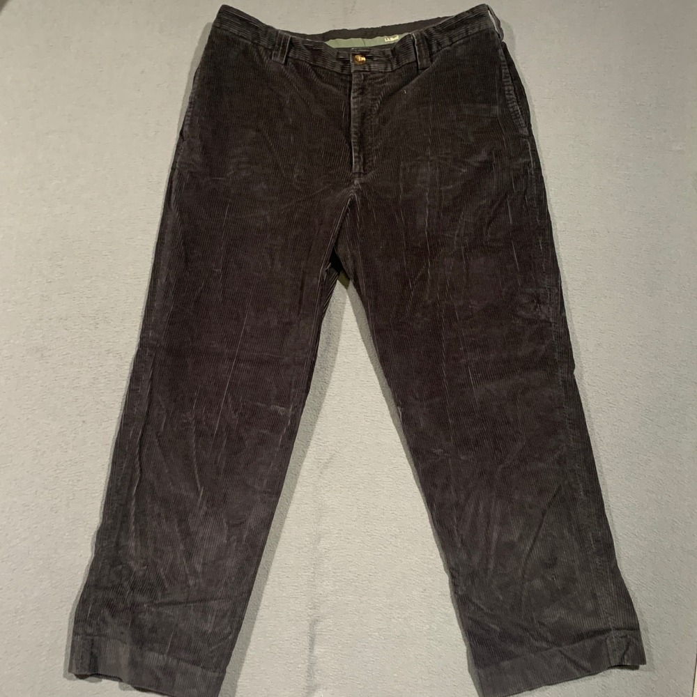 LL Bean Classic Fit Corduroy Pants Mens 38W Actual: 36" Black Relaxed Leg Cotton